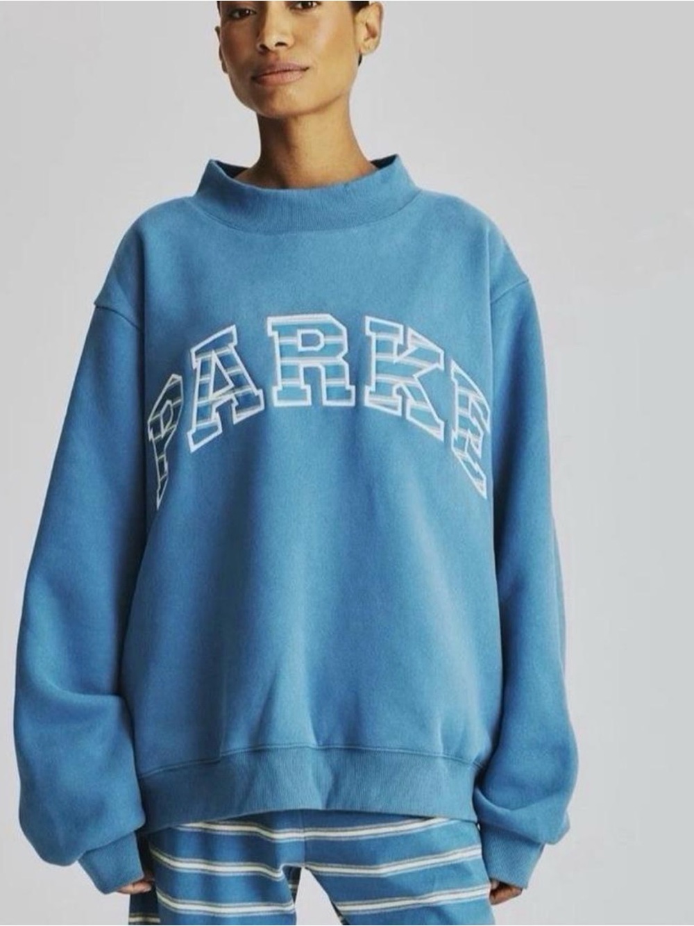 PARKE Sweatshirt Blue & Butter Yellow Stripe L/XL